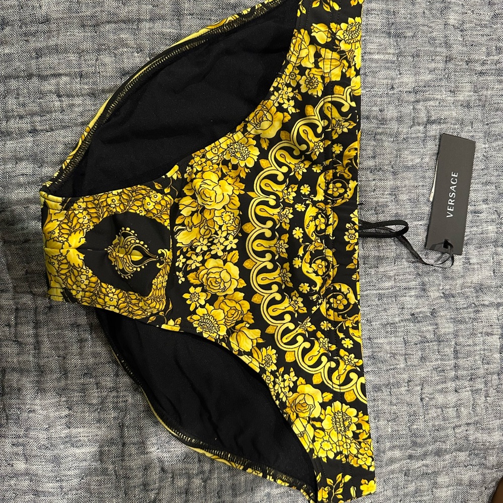 Versace Black and Yellow High Waist Baroque Shorts